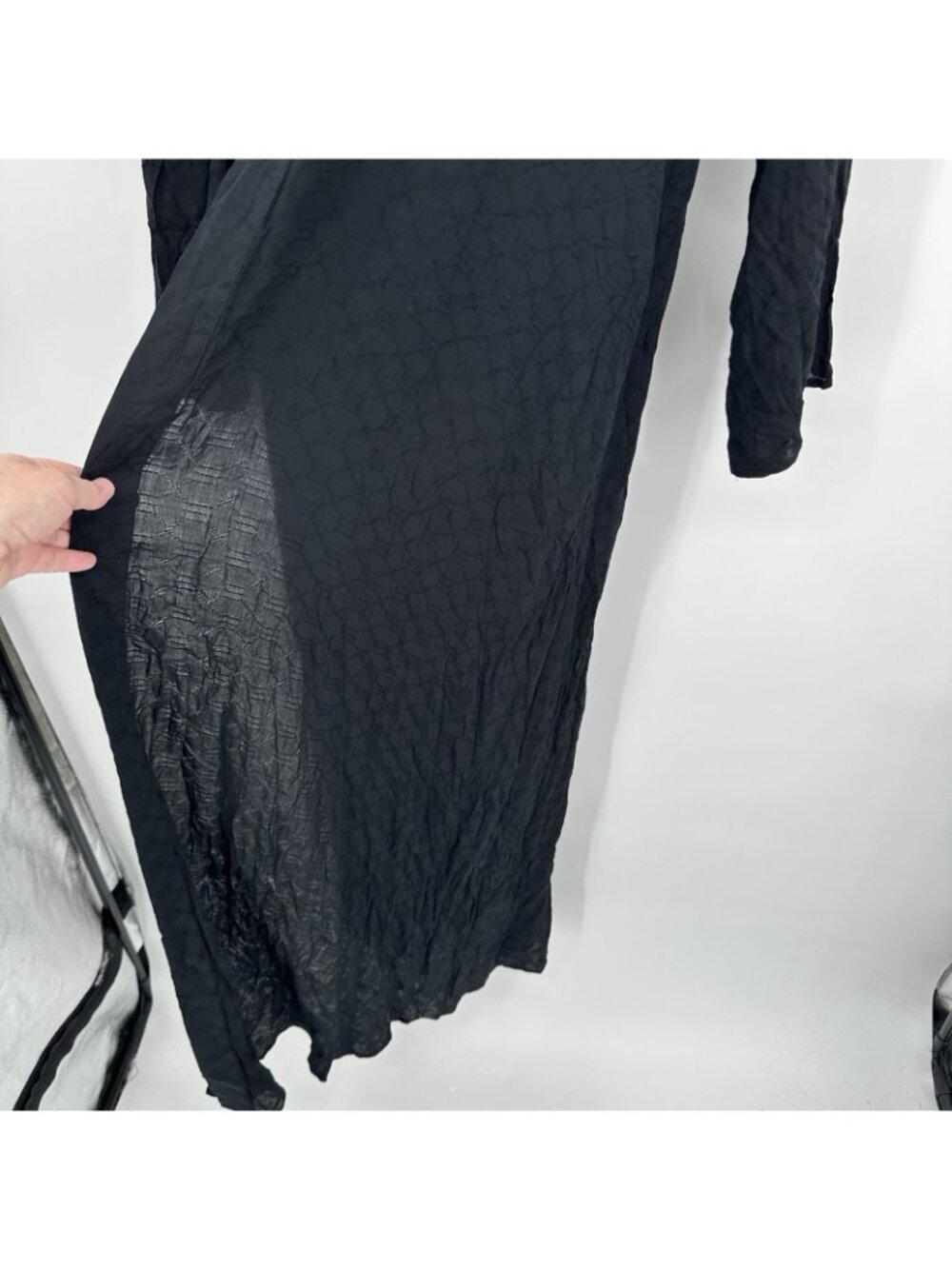 NEW Savage X Fenty Black Woven Voile Monogram Sleep Long Robe M L intimates - Picture 8 of 14